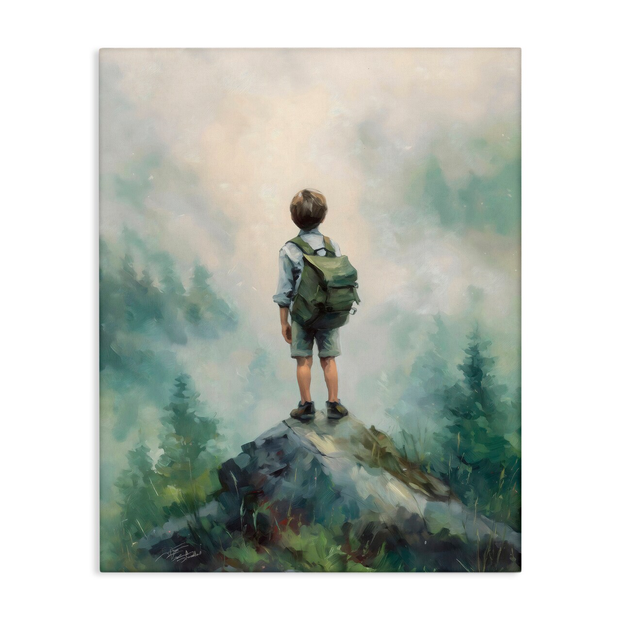 Stupell Industries Boy Adventurer Atop Mountain Canvas, design by Arlington Prints